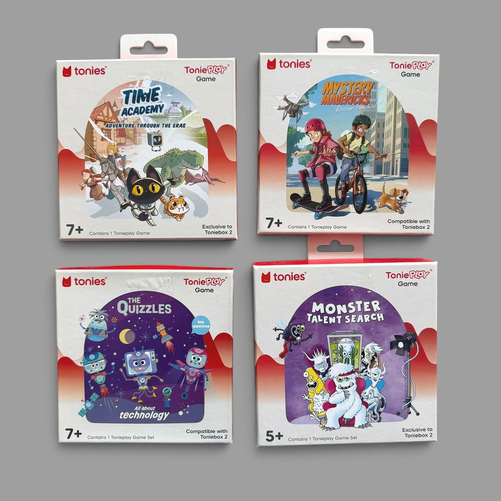 Tonies ToniePlay Game Lot 4 Time Academy Mystery Mavericks Quizzles Monster NEW